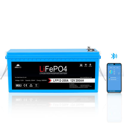 12V 100Ah/ 200Ah LiFePo4 Deep Cycle Lithium Battery Bluetooth / Self-Heating / IP65