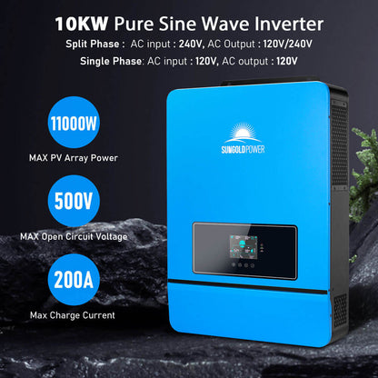 OFF GRID SOLAR KIT 12 X 550 WATTS SOLAR PANELS 20.48KWH-32.14KWH LITHIUM BATTERY 10KW SOLAR INVERTER 48VDC 120V/240V SGR-10K25S