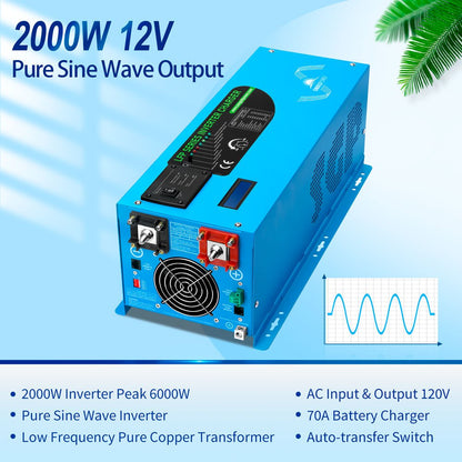 2000W/ 3000W/ 4000W DC 12V Pure Sine Wave Inverter With Charger