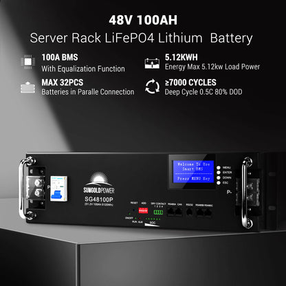 OFF GRID SOLAR KIT 12 X 415 WATTS SOLAR PANELS 20.48KWH LITHIUM BATTERY 8000W SOLAR INVERTER 48VDC 120V/240V SGM-8K20