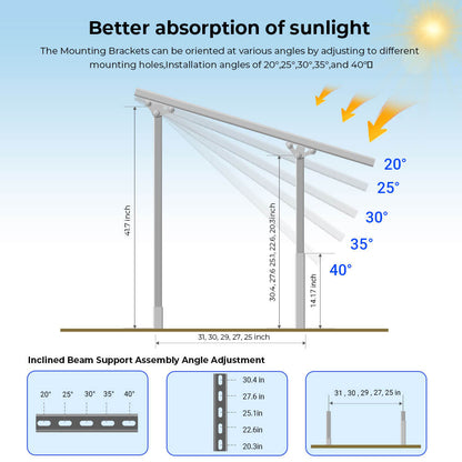 Modular & Expandable Ground Mount Brackets for 2× 400W–590W Solar Panels | Heavy-Duty Adjustable