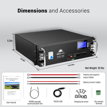 4 X 48V 100AH Server Rack LiFePO4 Lithium  Battery SG48100P UL1973  UL9540A