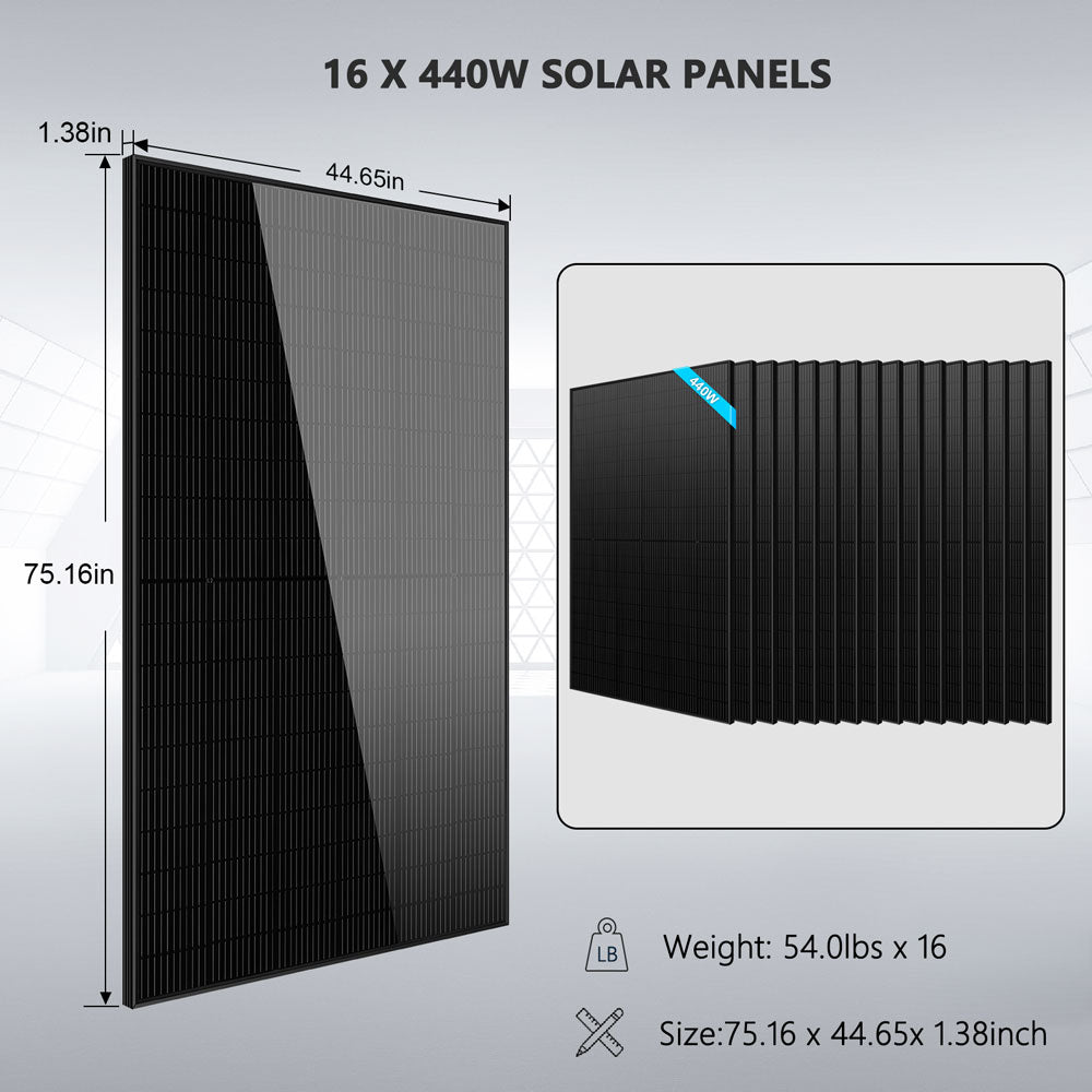 Hybrid Solar Kit 11.4KW 48V Split Phase 20.48KWH/51.2KWH Lithium Battery 450 Watt Solar Panel (Optional) SGH-11N2E/ SGH-11N5E