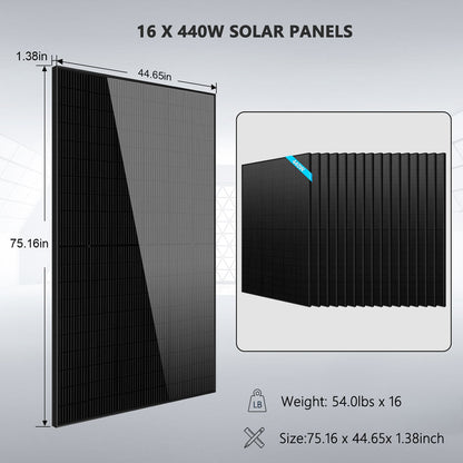 Hybrid Solar Kit 11.4KW 48V Split Phase 20.48KWH/51.2KWH Lithium Battery 450 Watt Solar Panel (Optional) SGH-11N2E/ SGH-11N5E