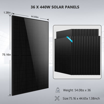 Hybrid Solar Kit 11.4KW 48V Split Phase 51.2 KWH Lithium Battery 36 X 450 Watt Solar Panel (Optional) SGH-11N5E