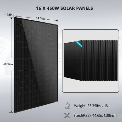 Hybrid Solar Kit 11.4KW 48V Split Phase 20.48KWH/51.2KWH Lithium Battery 450 Watt Solar Panel (Optional) SGH-11N2E/ SGH-11N5E