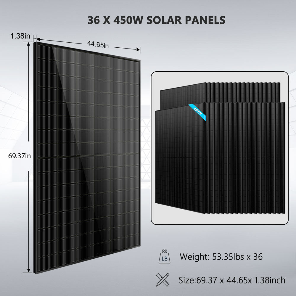 Hybrid Solar Kit 11.4KW 48V Split Phase 20.48KWH/51.2KWH Lithium Battery 450 Watt Solar Panel (Optional) SGH-11N2E/ SGH-11N5E