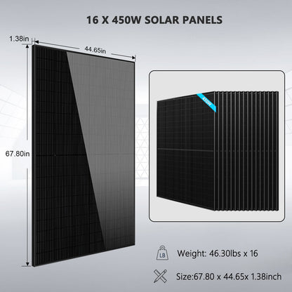 Hybrid Solar Kit 11.4KW 48V Split Phase 20.48KWH/51.2KWH Lithium Battery 450 Watt Solar Panel (Optional) SGH-11N2E/ SGH-11N5E
