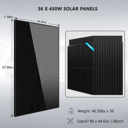 Hybrid Solar Kit 11.4KW 48V Split Phase 20.48KWH/51.2KWH Lithium Battery 450 Watt Solar Panel (Optional) SGH-11N2E/ SGH-11N5E