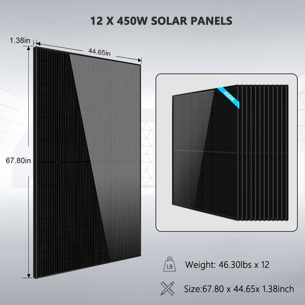 Complete off Grid Solar Kit 12000W 48V 120V/240V output 10.24KWH Lithium Battery 5400 Watt Solar Panel SGK-12MAX