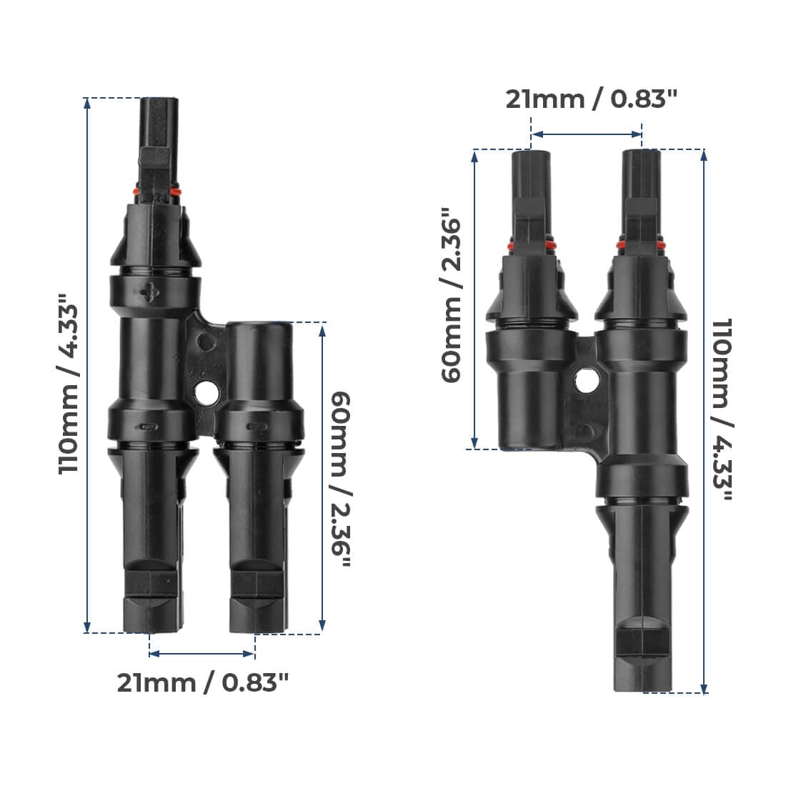 Solar Branch Connectors Y Connector in Pair MMF+FFM Parallel Connection