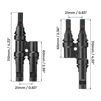 Solar Branch Connectors Y Connector in Pair MMF+FFM Parallel Connection