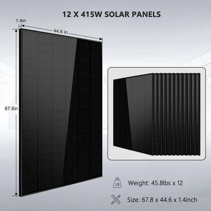 Off-Grid Solar Kit 8000W 48VDC 120V/240V LifePo4 10.24KWH-16.07KWH Lithium Battery 8 X 415 Watts Solar Panels SGR-8K10E