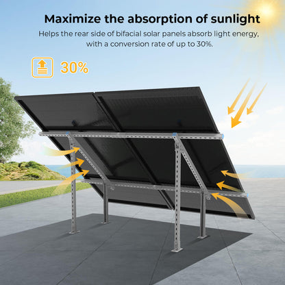 Modular & Expandable Ground Mount Brackets for 2× 400W–590W Solar Panels | Heavy-Duty Adjustable