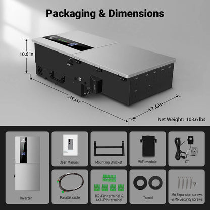 11.4KW 48V Split Phase Hybrid Solar Inverter | Whole Home Backup (200A) | SGN-11K15PRO