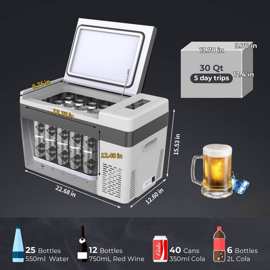 12V 30 Quart (28L) Portable Fridge & 30 Quart Insulated Protective Cover