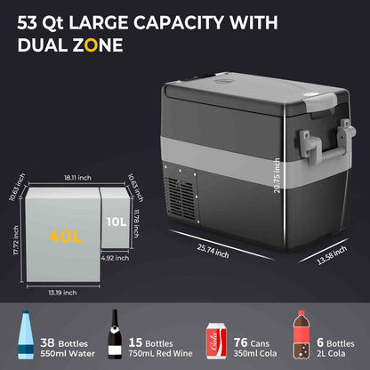 12V 53 Quart Portable Fridge Car Freezer(Refurbished)