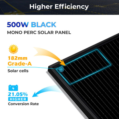 500W Mono Black PERC Solar Panel  UL61730 CEC Listed