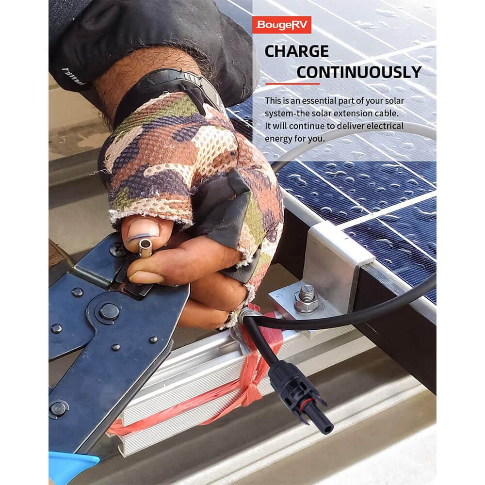 Solar Extension Cable with Extra Free Connectors(xx FT Red+xx FT Black)