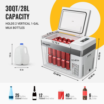 12V 30 Quart Portable Fridge(Refurbished)