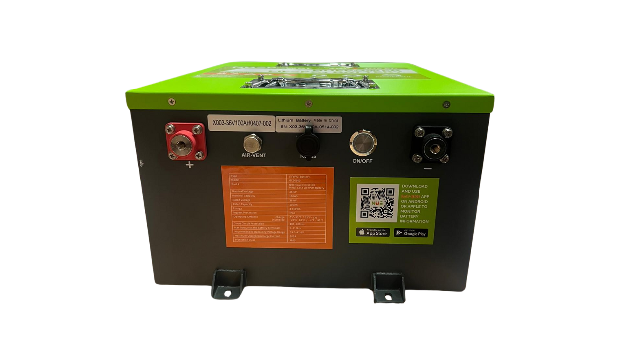 NUEPower 36V 105Ah Metal Case Battery and Charger Package