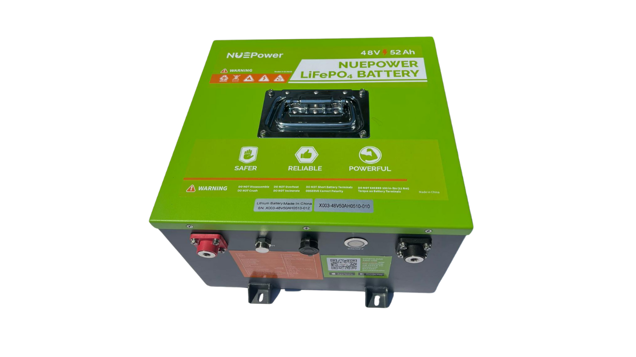 NUEPower 48V 52Ah Metal Case Battery and Charger Package