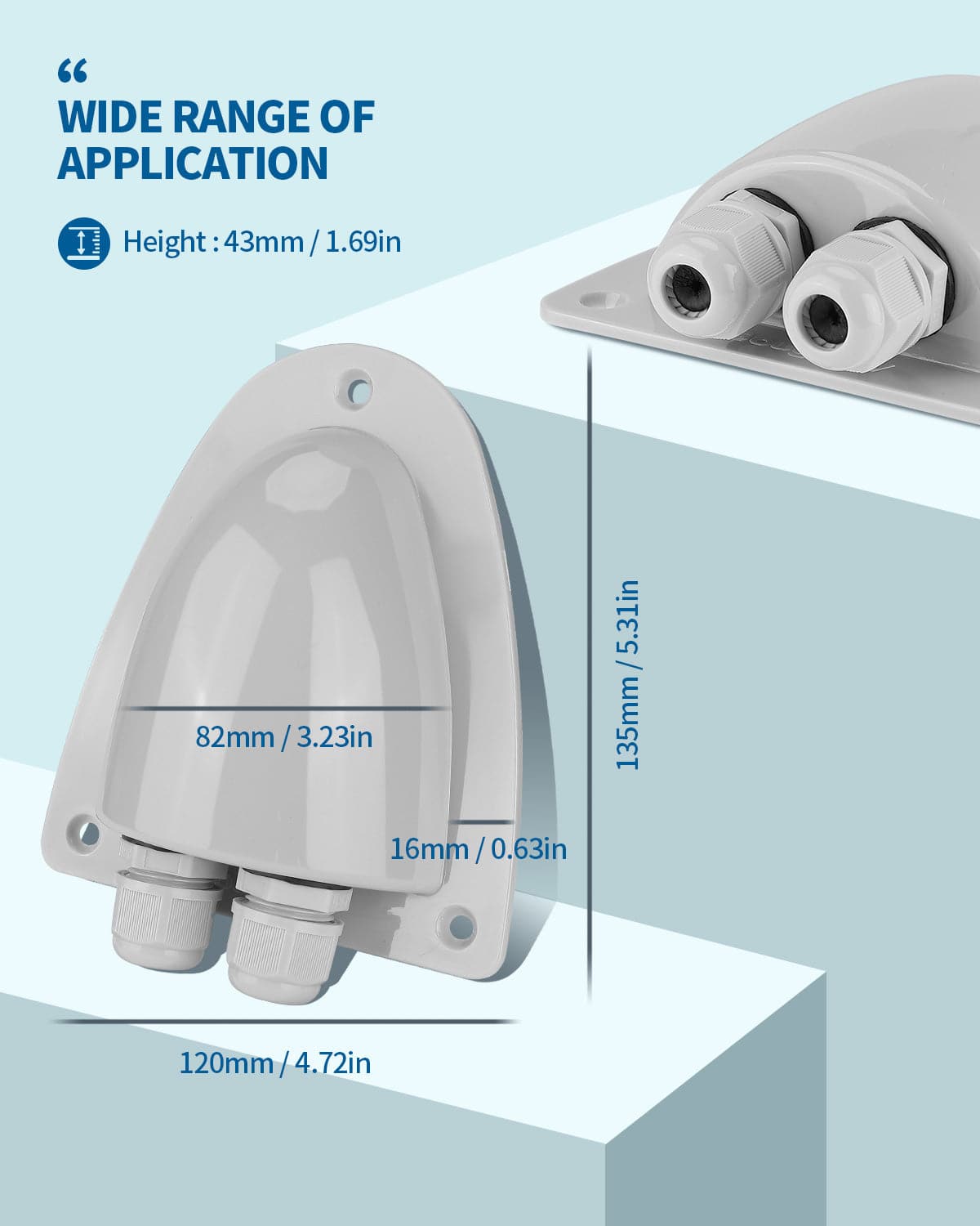White Solar Weatherproof  Double Cable Entry Gland