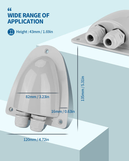 White Solar Weatherproof  Double Cable Entry Gland
