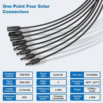 Y Branch Parallel Connectors Extra Long 1 to 4 Solar Cable