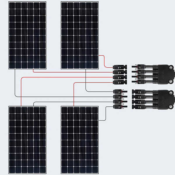 Y Branch Parallel Connectors Extra Long 1 to 4 Solar Cable
