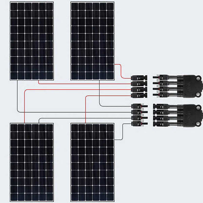 Y Branch Parallel Connectors Extra Long 1 to 4 Solar Cable