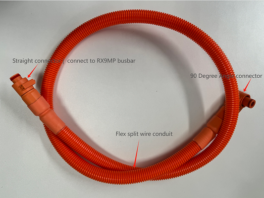 1/0 AWG cable for RUiXU RX9MP Busbar | Orange+ Black | One Pair Straight + 90 degree angle pluggable  connector, Play and Plug, 200cm,