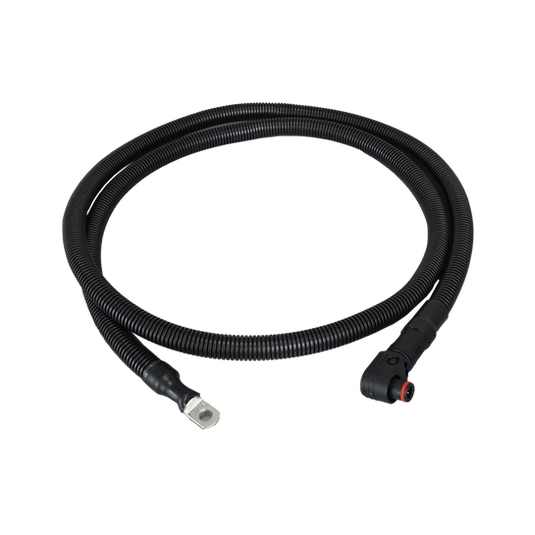 Lithi2-16 battery 1/0 AWG cable | Orange+ Black | One Pair Straight +3/8" Lug +  90 degree angle pluggable connector |  140cm