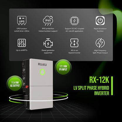 RUiXU Split Phase Hybrid Inverter | 17.1KW PV INPUT | RX-12K | UL1741