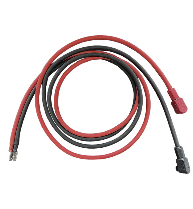 4AWG Cable-5/16” Lugs + Pluggable Battery Pole Connector  -Black and Red