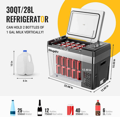 12V 30 Quart (28L) Portable Fridge Black(Refurbished)