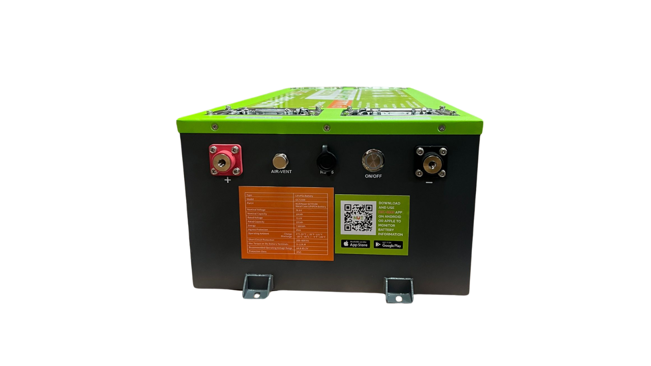 NUEPower 72V 105Ah Metal Case Battery and Charger Package