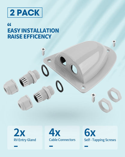 White Solar Weatherproof  Double Cable Entry Gland