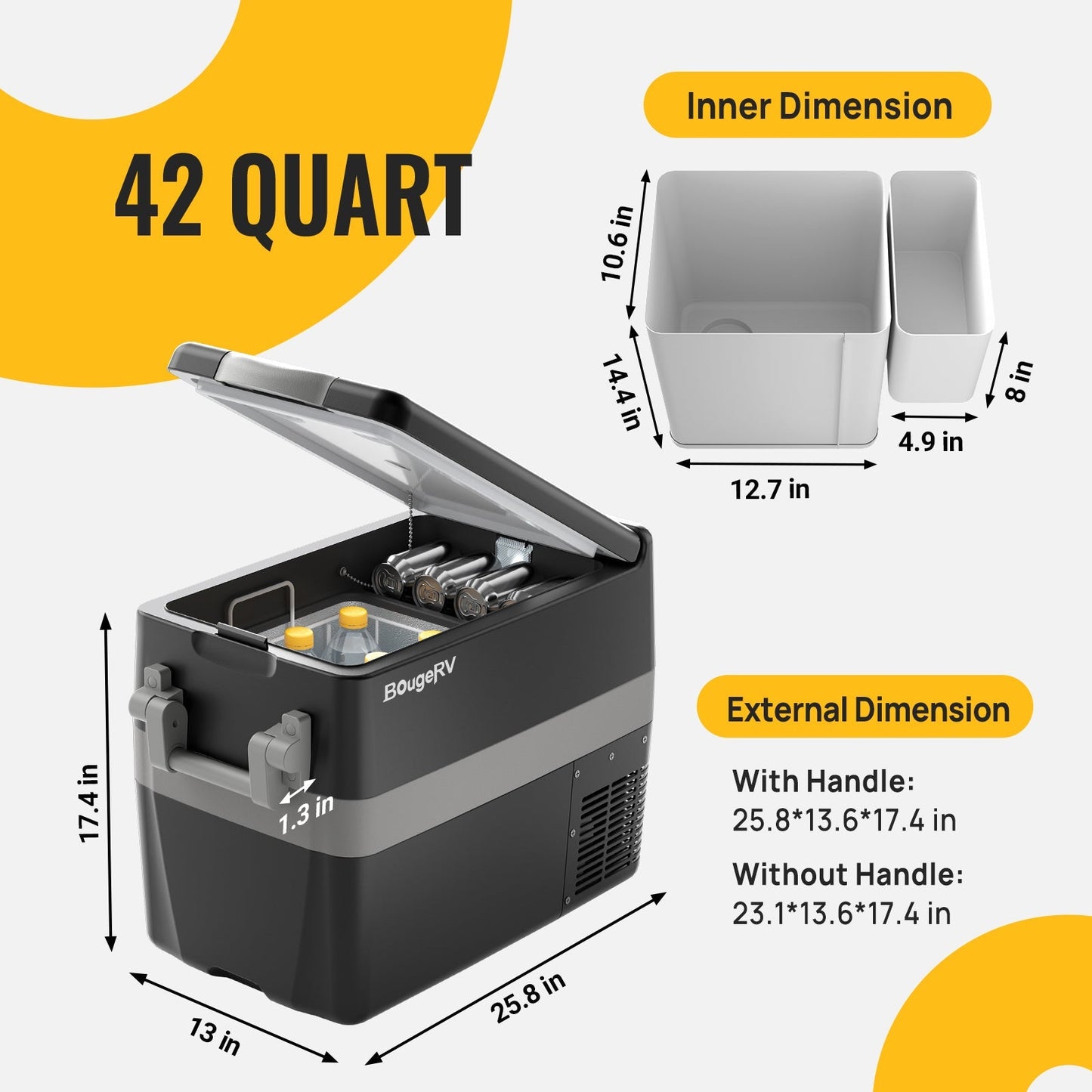 12V 42 Quart (40L) Portable Fridge & 42 Quart Insulated Protective Cover