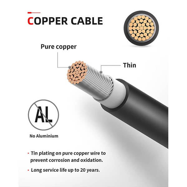 Solar Extension Cable with Extra Free Connectors(xx FT Red+xx FT Black)