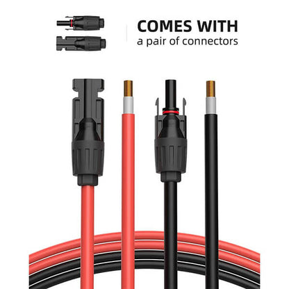 Solar Extension Cable with Extra Free Connectors(xx FT Red+xx FT Black)
