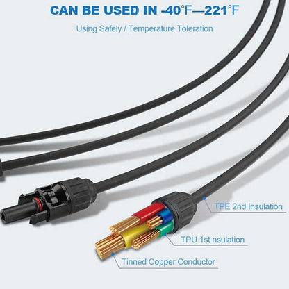 Y Branch Parallel Connectors Extra Long 1 to 4 Solar Cable