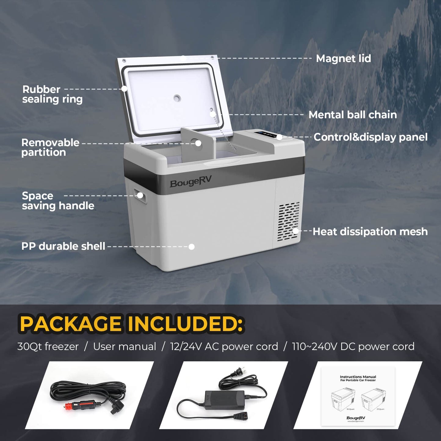 12V 30 Quart Portable Fridge(Refurbished)
