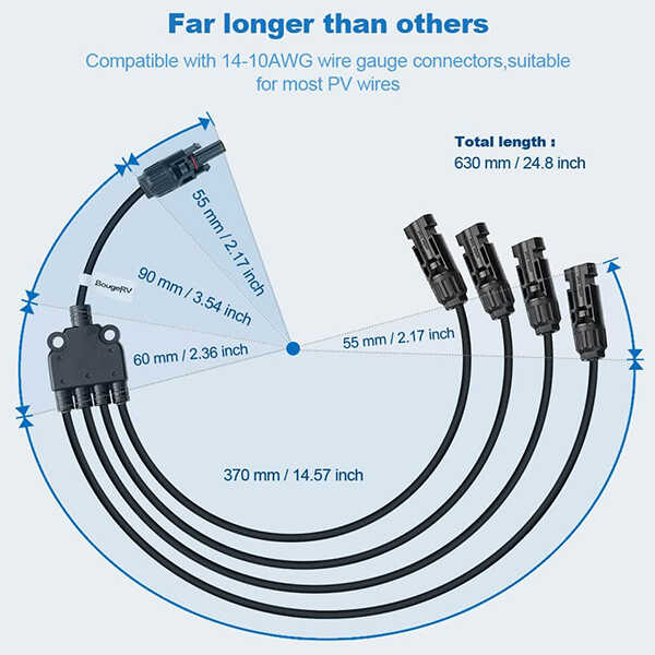 Y Branch Parallel Connectors Extra Long 1 to 4 Solar Cable
