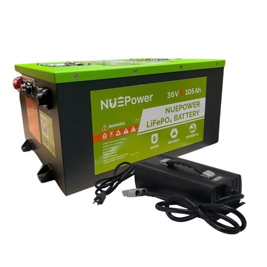 NUEPower 36V 105Ah Metal Case Battery and Charger Package