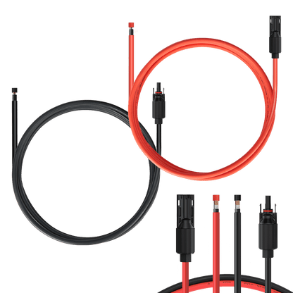 Solar Extension Cable with Extra Free Connectors(xx FT Red+xx FT Black)