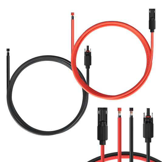 Solar Extension Cable with Extra Free Connectors(xx FT Red+xx FT Black)