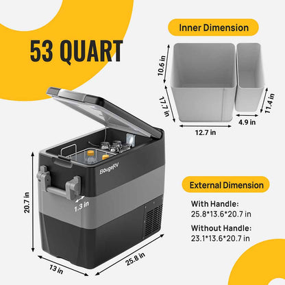 12V 53 Quart (50L) Portable Fridge Car Freezer