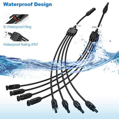 Y Branch Parallel Connectors Extra Long 1 to 4 Solar Cable